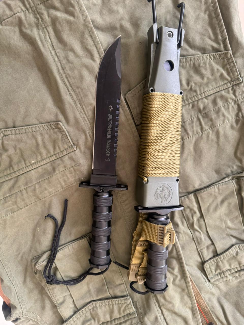 Jungle King I knife Fixed Blade Survival Knife – Outdoor Tactical Tool with Built-In Kit Multi-Function Handle & Sheath