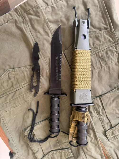 Jungle King I knife Fixed Blade Survival Knife – Outdoor Tactical Tool with Built-In Kit Multi-Function Handle & Sheath