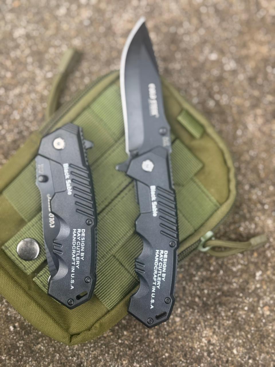 Black Sable Tactical Folding Knife – Sharp Stainless Steel Blade for Camping, Adventure & Outdoor EDC Tool