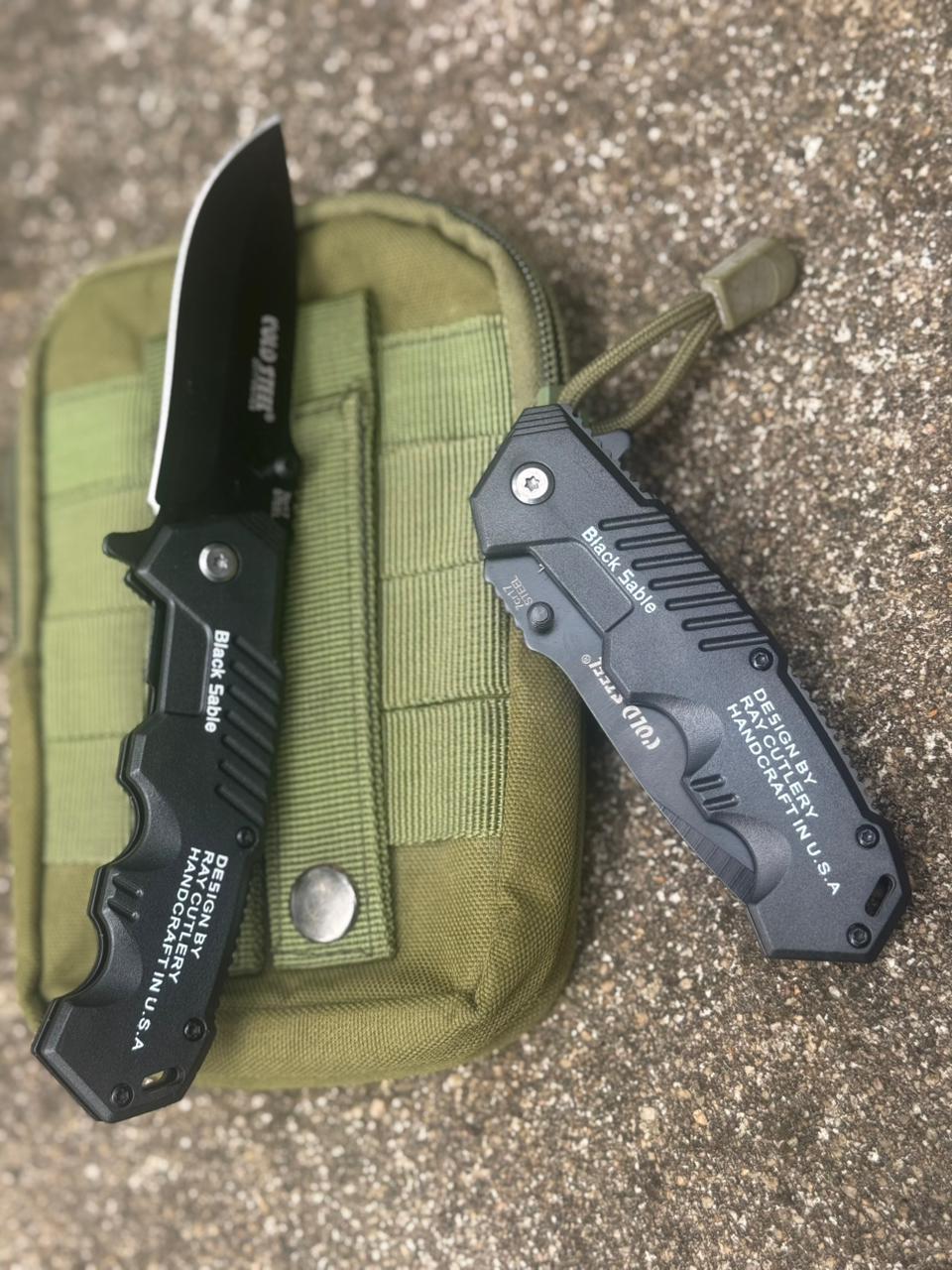 Black Sable Tactical Folding Knife – Sharp Stainless Steel Blade for Camping, Adventure & Outdoor EDC Tool