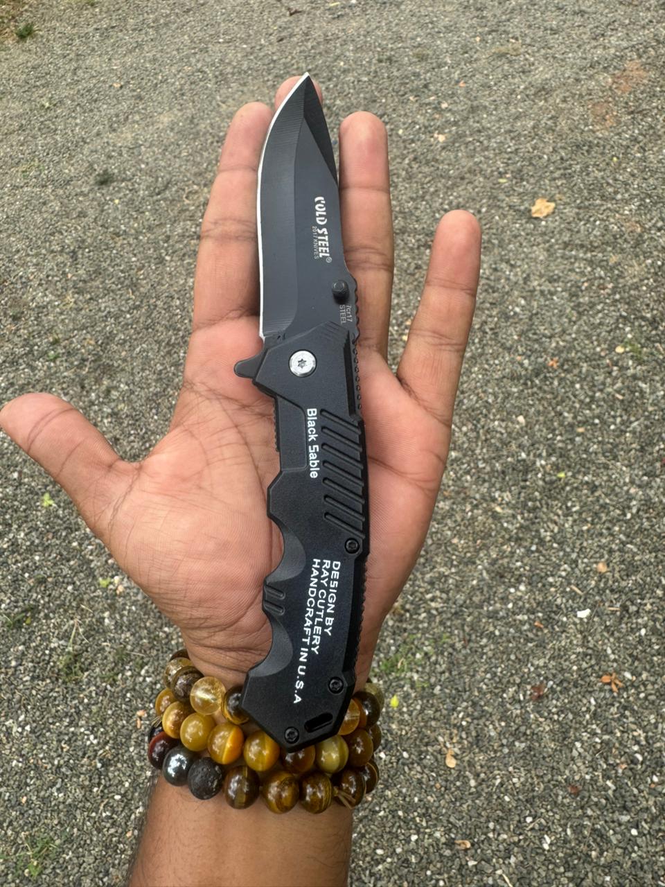 Black Sable Tactical Folding Knife – Sharp Stainless Steel Blade for Camping, Adventure & Outdoor EDC Tool