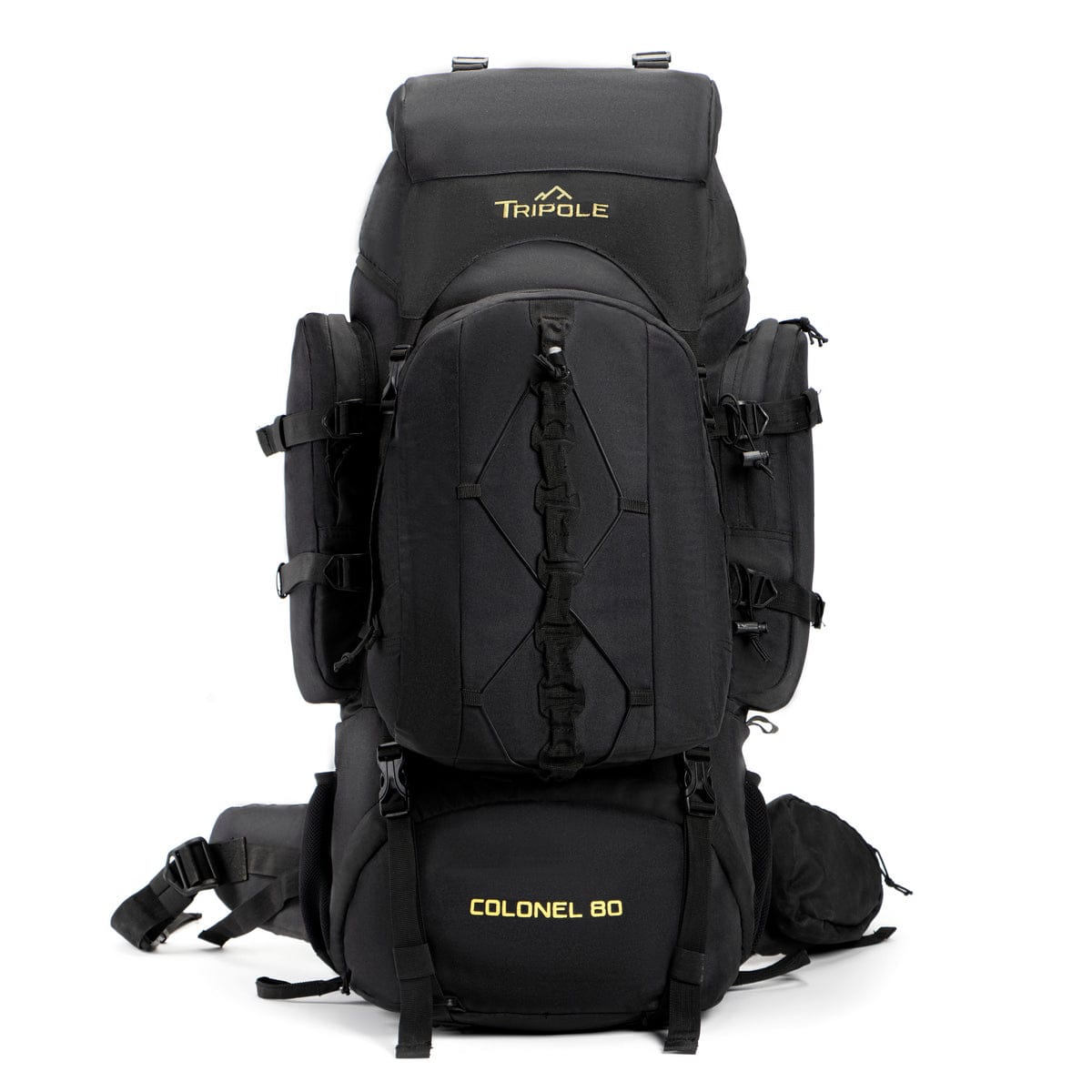 Tripole Colonel Metal Frame Rucksack with Detachable Bag & Rain Cover for Trekking & Travelling Unisex 3 Year Warranty Army Green and Black 80 Litre Back Pack