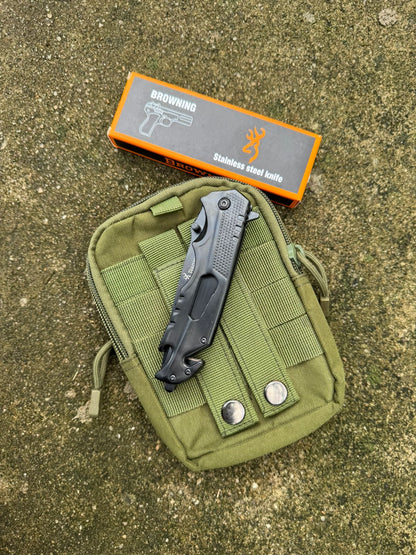Browning F-18 Black Outdoor Folding Utility Tool – Stainless Steel Camping Gear Adventure EDC
