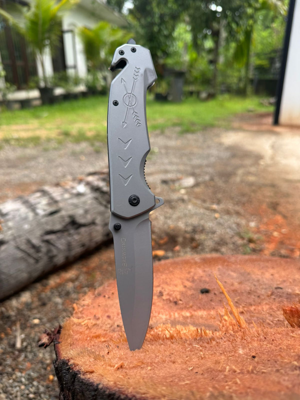 Browning Tactical Folding Knife – Full Silver color Sharp Stainless Steel Blade for Camping, Adventure & Outdoor EDC