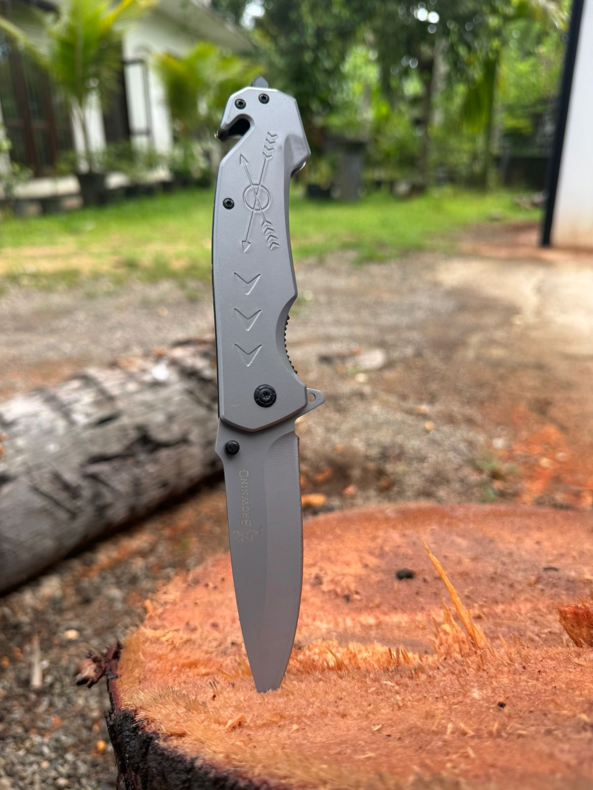 Browning Tactical Folding Knife – Full Silver color Sharp Stainless Steel Blade for Camping, Adventure & Outdoor EDC