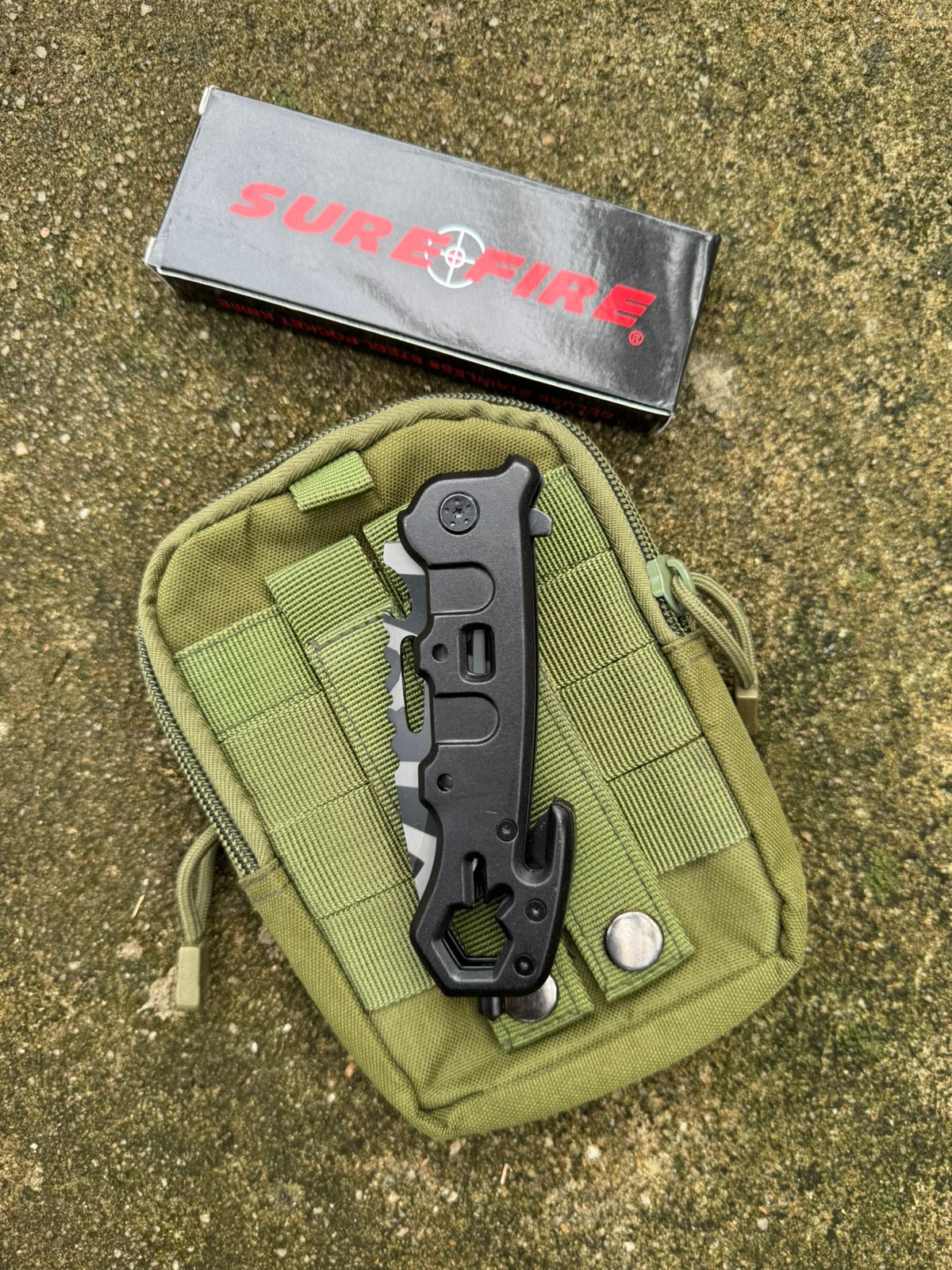 SURE FIRE Tactical Folding Knife – Black Sharp Stainless Steel Blade for Camping, Adventure & Outdoor EDC