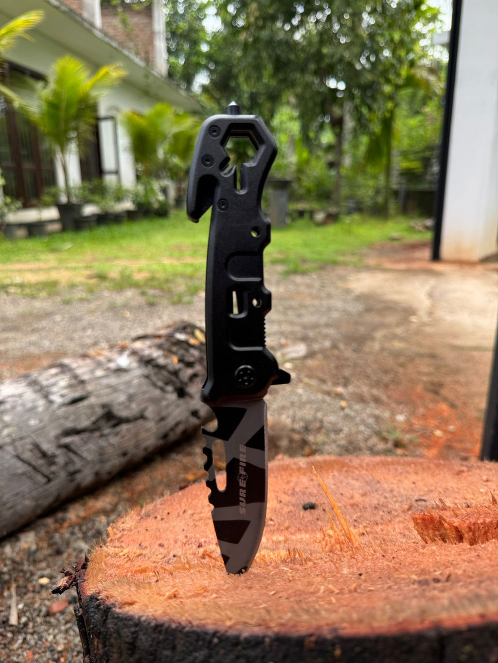 SURE FIRE Tactical Folding Knife – Black Sharp Stainless Steel Blade for Camping, Adventure & Outdoor EDC