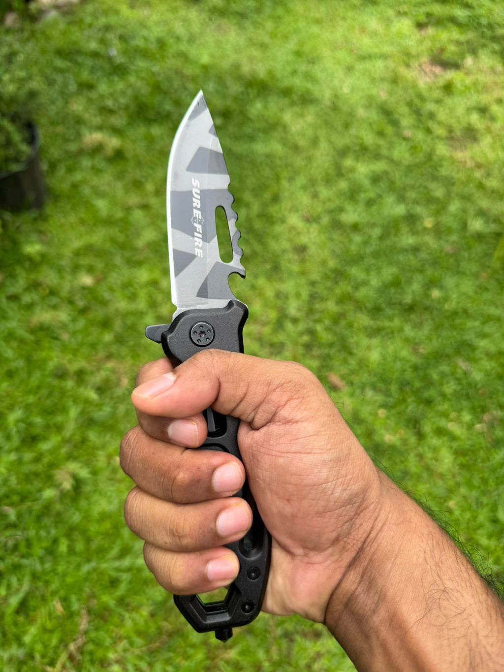 SURE FIRE Tactical Folding Knife – Black Sharp Stainless Steel Blade for Camping, Adventure & Outdoor EDC