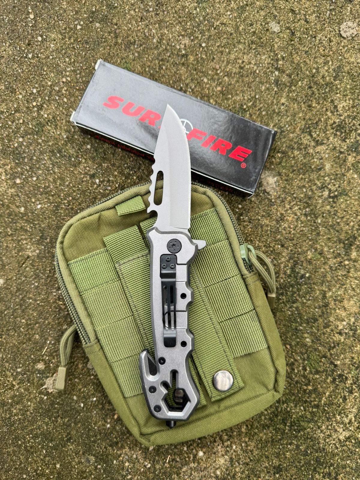 SURE FIRE Tactical Folding Knife – Silver Sharp Stainless Steel Blade for Camping, Adventure & Outdoor EDC