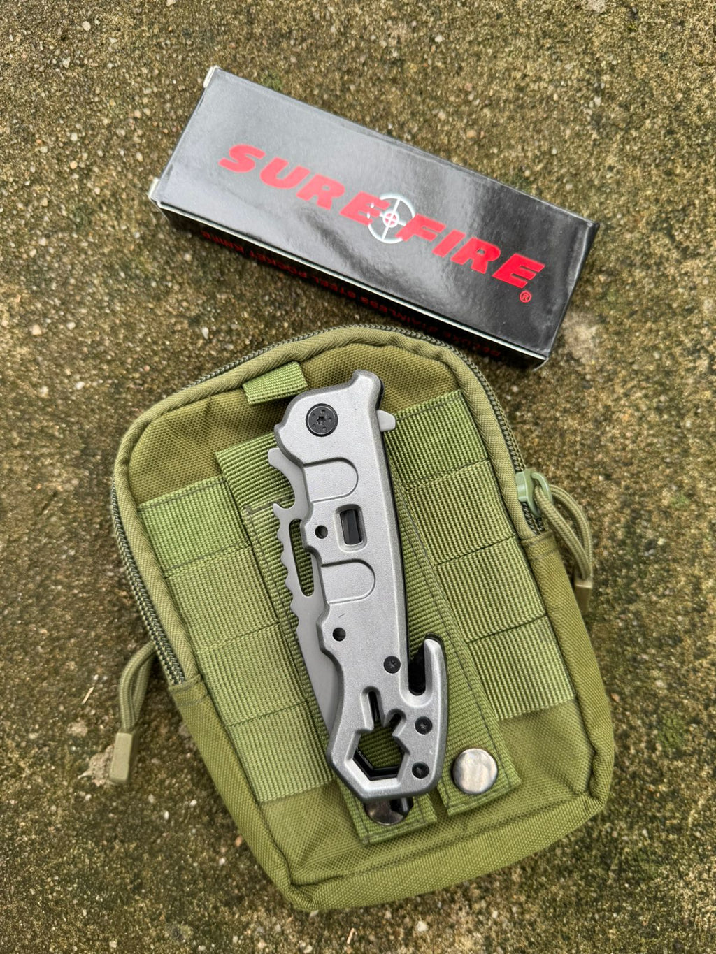 SURE FIRE Tactical Folding Knife – Silver Sharp Stainless Steel Blade for Camping, Adventure & Outdoor EDC