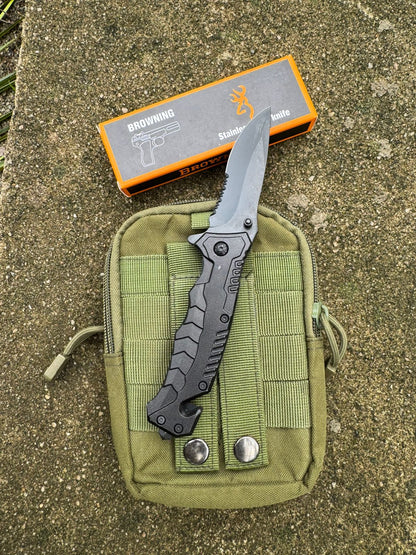 Browning Outdoor Folding Utility Tool – Black Color Stainless Steel Gear for Camping, Adventure & EDC