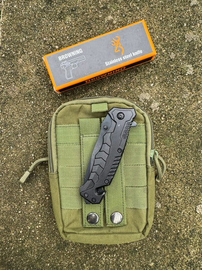Browning Outdoor Folding Utility Tool – Black Color Stainless Steel Gear for Camping, Adventure & EDC
